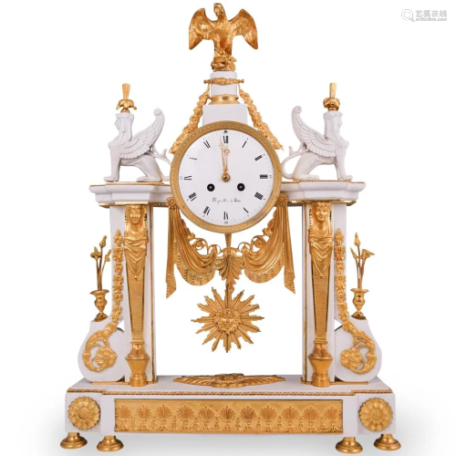19th Cent. French Empire Biscuit Sevres Clock