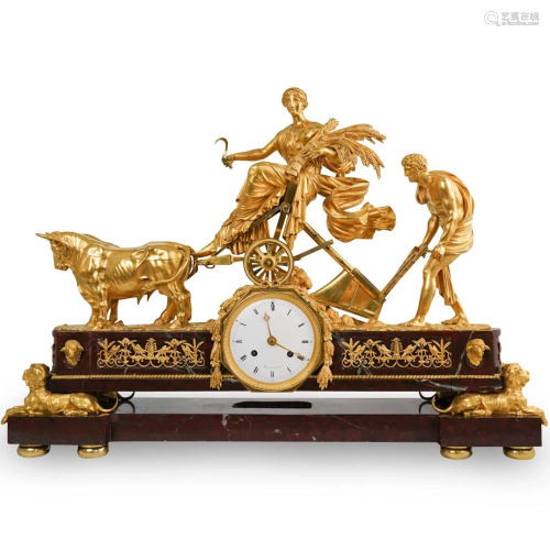 Rare 19th Ct. Gilt Bronze & Red Griotte Marble …
