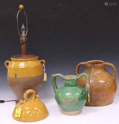 LOT OF (4) POTTERY INCL. LAMP