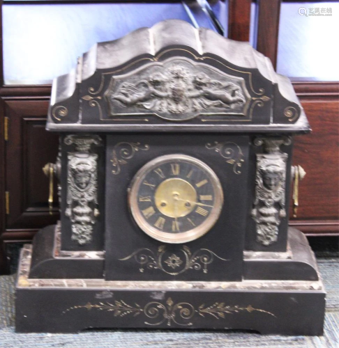 FRENCH 19TH C. MARBLE MANTLE CLOCK