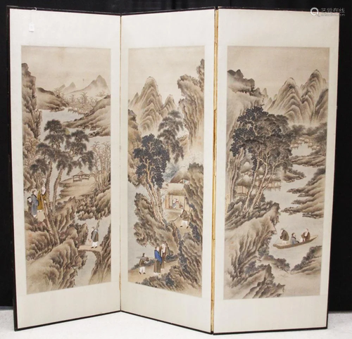 EARLY CHINESE WATERCOLOR DRESSING SCR…