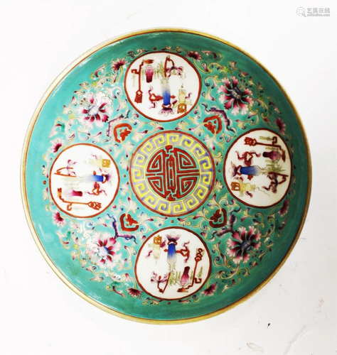 CHINESE ENAMELED PAINTED PLATE