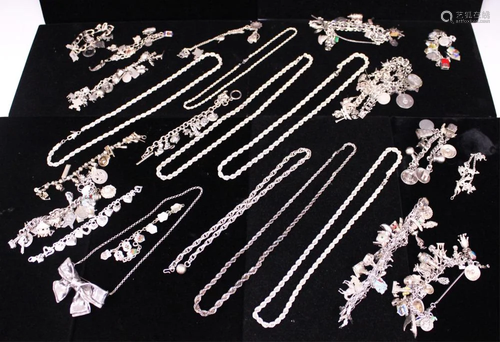 LOT OF (20+) STERLING SILVER CHARM BRACELETS