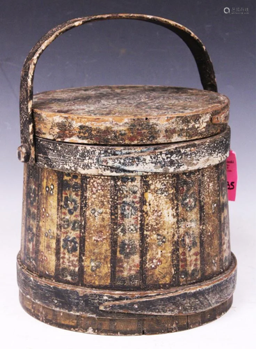 PRIMITIVE PAINTED 19TH C. BUCKET