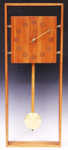 MID-CENTURY TEAK WALL CLOCK, 29