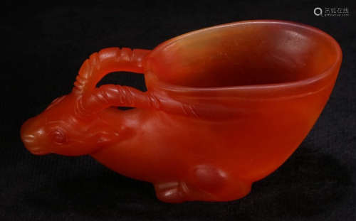AN AGATE CUP SHAPED WITH BEAST