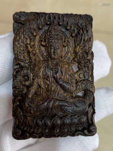 A CHENXIANG WOOD TABLET CARVED WITH BUDDHA