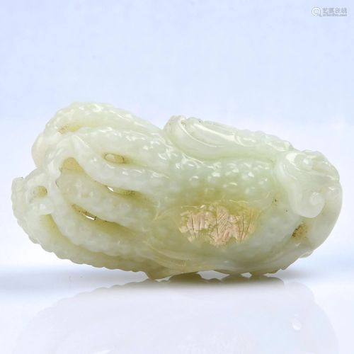 A CARVED WHITE JADE FINGERED CITRON.QING PER…