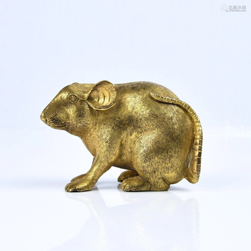 A GILT-BRONZE RAT MODEL