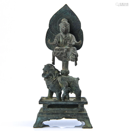 A BRONZE FIGURE OF MANJUSHRI.QING PERIOD