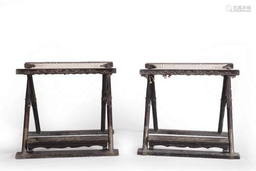 A PAIR OF CARVED ZITAN CHAIRS