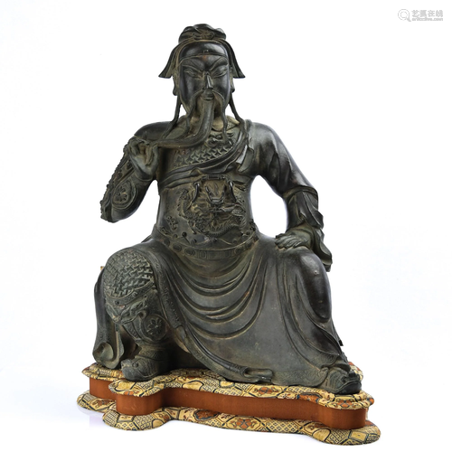 A BRONZE FIGURE OF GUANGONG.QING PERIOD