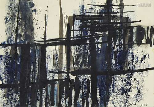 Trevor Bell, British 1930-2017- Untitled III, 1956; Brush and black ink and watercolour over