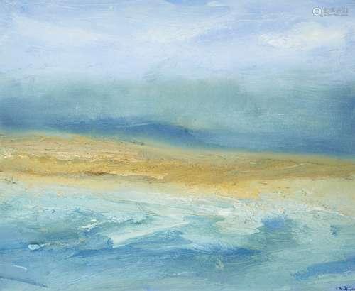 Oona Campbell, British b.1967- Coastal Sands; oils on board, a pair, ea. Signed, 45x55cm., ea., (