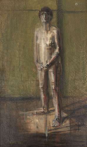 Basil Nubel ARCA, British 1923-1981- Standing Nude; oil on canvas, signed and dated '54, 127x76cm (