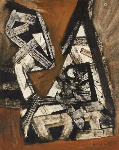 Roy Turner Durrant, British 1925-1998- Abstract composition in brown, black and white, 1963; mixed