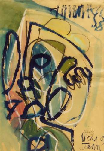 Roy Turner Durrant, British 1925-1998- Head of Jean; mixed media on paper, signed, titled and