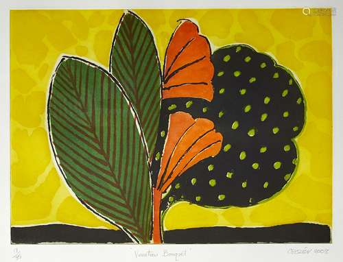 William Crozier, Scottish 1930-2011- Venetian Bouquet, 2008, carborundum printed in colours, signed,