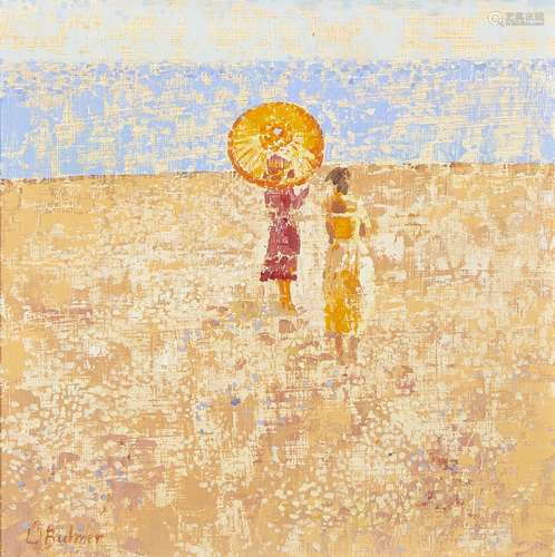 Lionel Bulmer, British 1919-1992- The Parasol II; acrylic on board, signed, 30 x 30cm Provenance: