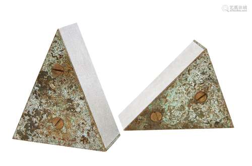 Robert Marsden, British b.1947- Slice; aluminum and patinated brass, a pair, both dated 11.2007,