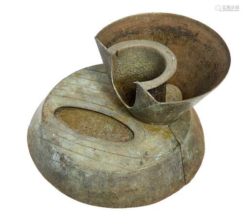 Modern British School, mid/late 20th century- Untitled water feature; patinated bronze, 32cm high,