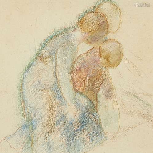 Arthur Ralph Middleton Todd RA RE, British 1891-1966- Mother and Child; coloured pencil on buff,