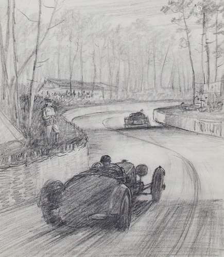 Circle of Frederick Gordon Crosby, British 1855-1943- Racing scene; pencil, 29x25cm (VAT charged