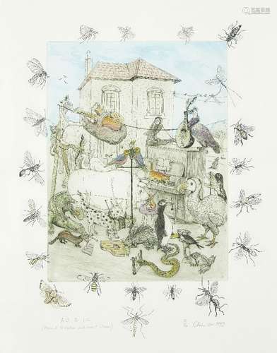 Chris Orr MBE RA, British b.1943- A.O & I.C, 1992; etching with aquatint in colours on wove, signed,