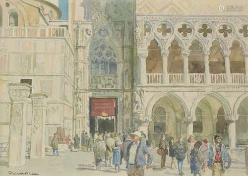 Richard Peter Cook RBA, British b.1949- Sightseeing in the Piazza San Marco, & The Stone Face,