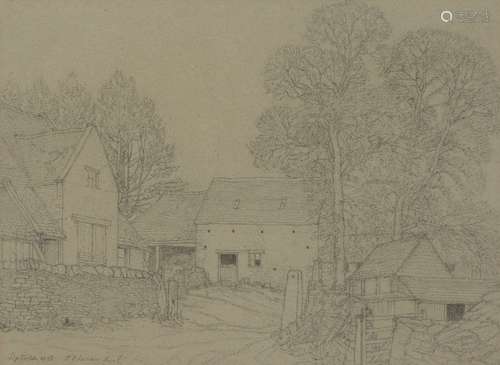 Samuel John Lamorna Birch RA RWS, British 1869-1955- Study of an old Cornish farm; pencil on grey