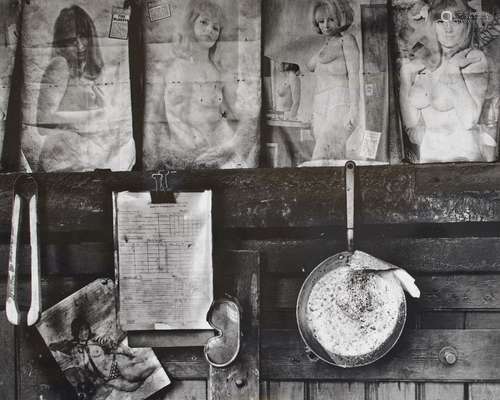 Ian Beesley, British b.1954- Faded glamour models, in a factory, Bradford; gelatin silver print,