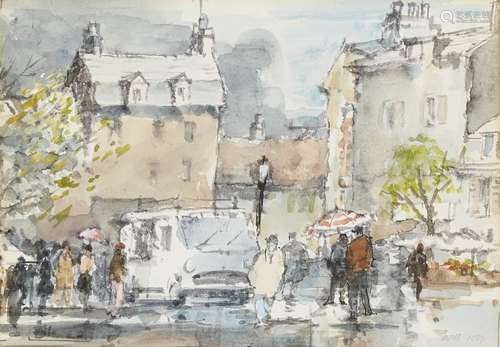 Bernard Philip Batchelor RWS, British 1924-2012- After the Rain, Bolougne Market, 1984; watercolour,