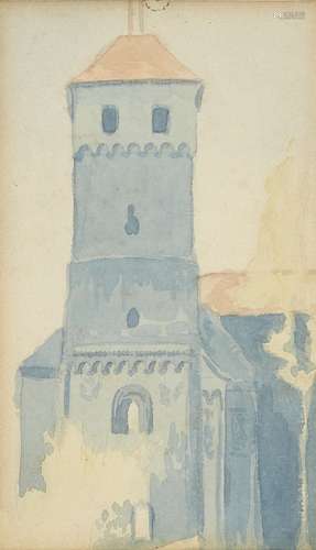 Henri Gaudier-Brzeska, French 1891-1915- Towers, Germany; watercolour on paper, a pair, each 20x12.