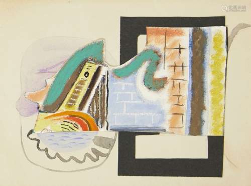 Eileen Agar RA, British 1899-1991- Abstract Composition, 1936; pastel, pencil, collage & watercolour