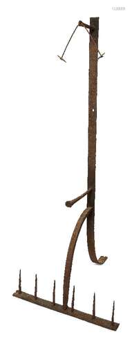 Bryan Illsley, British b.1937- Untitled, six pronged rake; wrought iron, 146cm high (ARR)Please