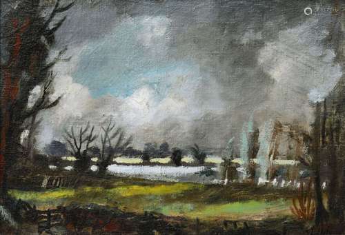 Rowland Suddaby, British 1912-1972- The River Stour; oil on canvas, signed, 29x40cm, (ARR)