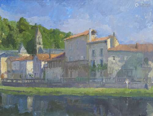 Peter Kuhfeld RP NEAC, British b.1952- Quai Bertin, early May; oil on board, inscribed to the