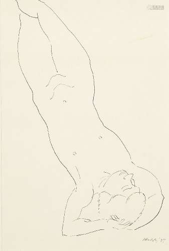 Horace Ascher Brodsky, Australian/British 1885-1969- Reclining female nude, 1937; pen and black ink,