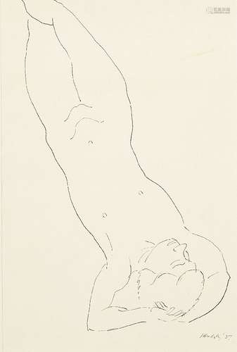 Horace Ascher Brodsky, Australian/British 1885-1969- Reclining female nude, 1937; pen and black ink,