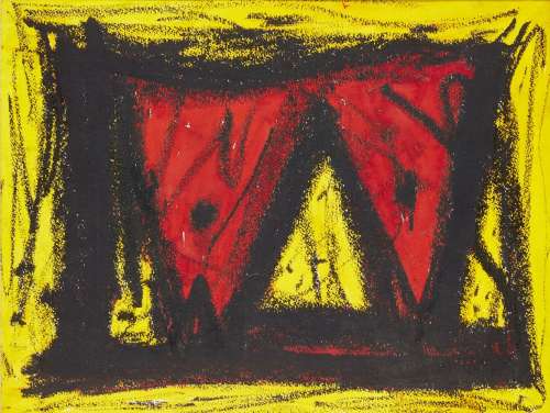 William Gear RA RBSA, Scottish 1915-1997- Twin Red, 1995; pastel in colours, signed and dated, and