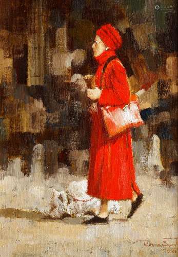 Dennis Syrett RBA PPROI RSMA, British b.1934- Walkies! Boulevard St Germain, 2002; oil on canvas,