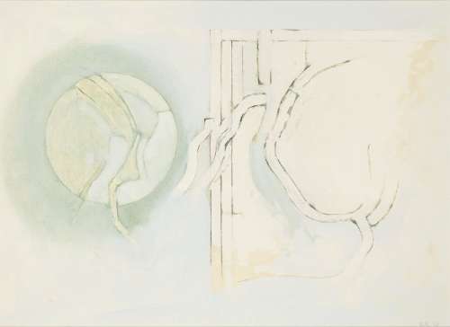 Adrian Heath, British 1920-1992- Untitled abstract composition, 1967; watercolour on buff coloured