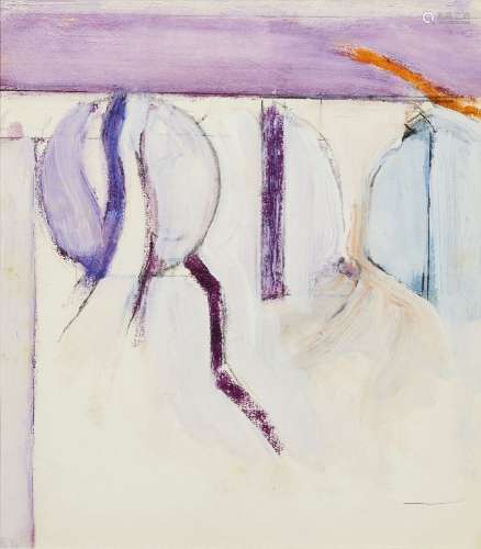 Adrian Heath, British 1920-1992- Purple abstract; gouache and pencil, 22 x 19cm (ARR)Please refer to