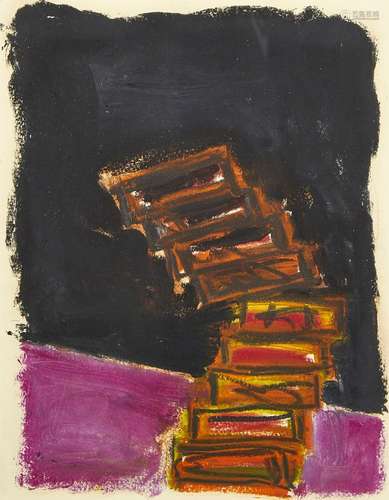 Basil Beattie RA, British b.1935- Ladder Series 1; oil stick on paper, 36x28cm, (ARR) Provenance: