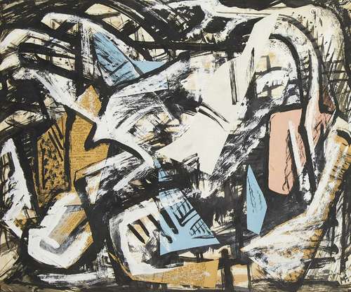 Millie Frood, Scottish 1900-1988- Abstract composition, untitled; mixed media, collage, ink and