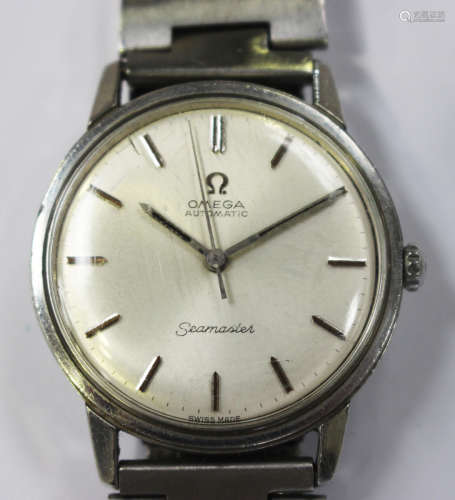 An Omega Automatic Seamaster steel cased gentlemen's wristwatch, the signed silvered circular dial