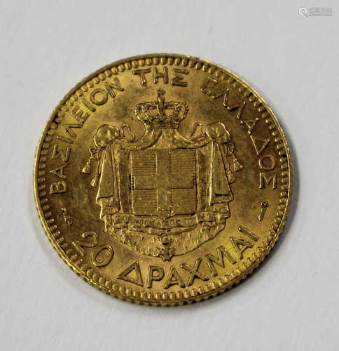 A Greece George I twenty drachmai 1884.Buyer’s Premium 29.4% (including VAT @ 20%) of the hammer