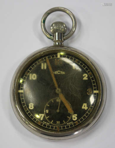 A Second World War MoD issue Recta keyless wind open-faced gentleman's pocket watch with signed