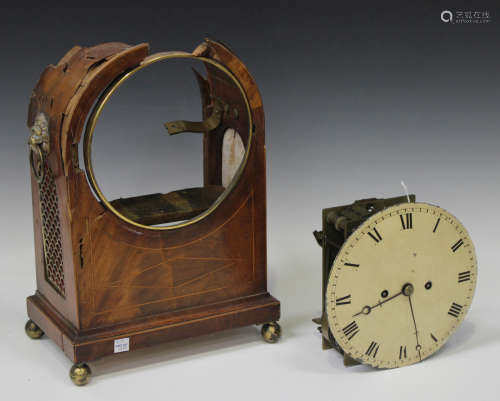 An early 19th century mahogany bracket clock with brass chain driven twin fusee movement, the 8-inch