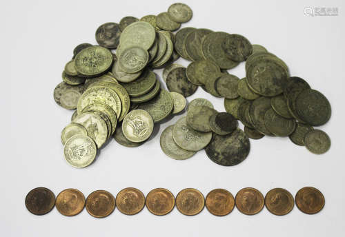 A collection of pre-1947 silver coinage, including half-crowns, florins, shillings, sixpences and